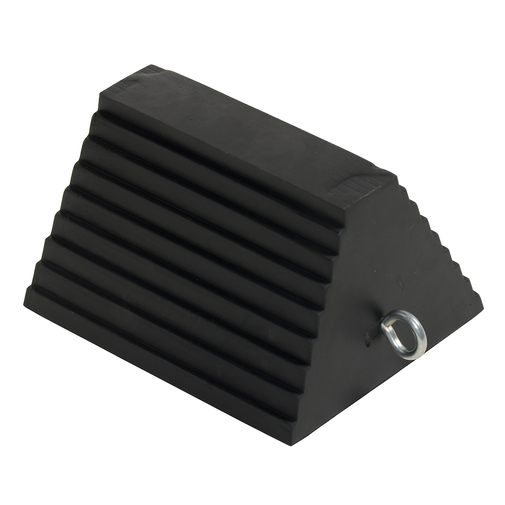Vestil Rubber Wheel Chock with Eye Bolt - 9.5in. x 6in., Weather-Resistant, Model# RWC-8-DJN